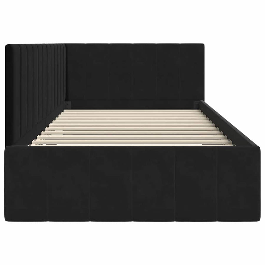Hoekbedframe met hoofdeinde Zwart 100 cm x 200 cm Fluweel
