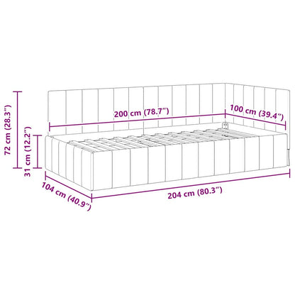 Hoekbedframe met hoofdeinde Zwart 100 cm x 200 cm Fluweel