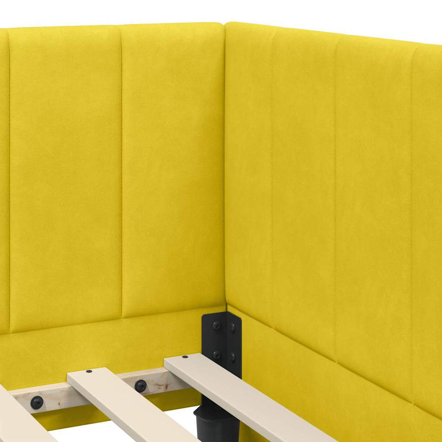 Hoekbedframe met hoofdeinde Geel 100 cm x 200 cm Fluweel