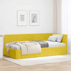 Corner Bed Frame with Headboard Yellow 100 cm x 200 cm Velvet