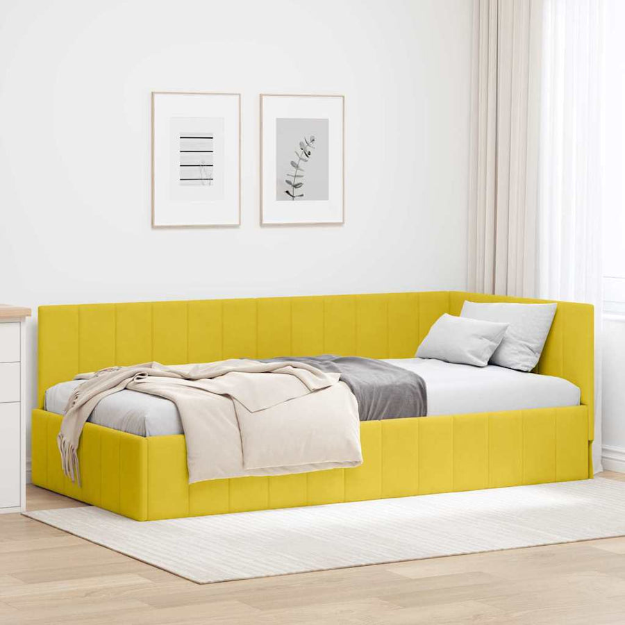 Hoekbedframe met hoofdeinde Geel 100 cm x 200 cm Fluweel