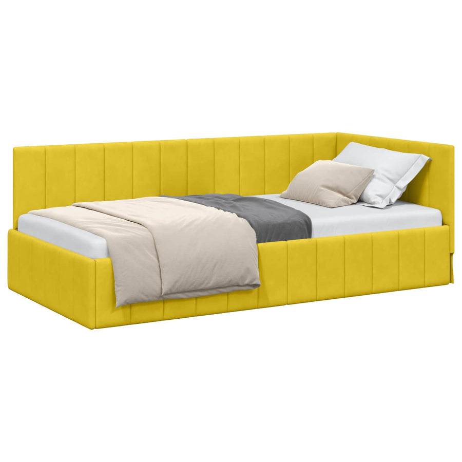 Hoekbedframe met hoofdeinde Geel 100 cm x 200 cm Fluweel
