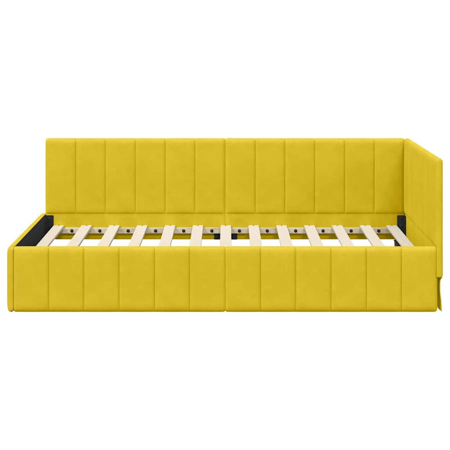 Hoekbedframe met hoofdeinde Geel 100 cm x 200 cm Fluweel