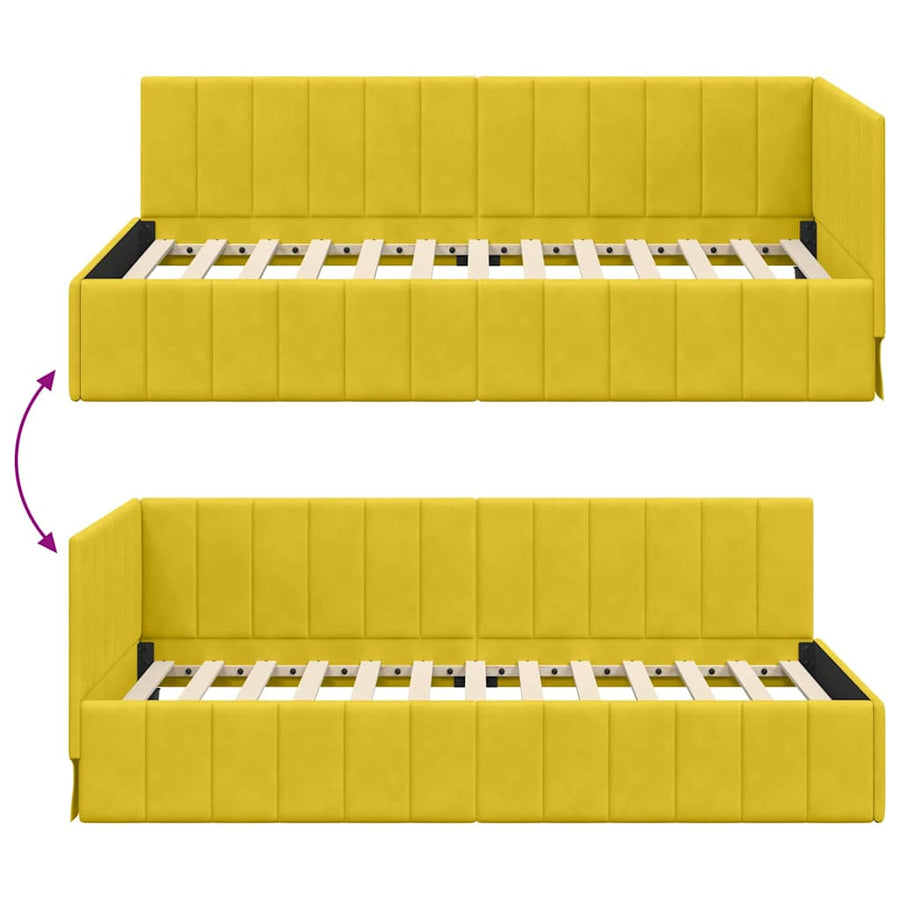 Hoekbedframe met hoofdeinde Geel 100 cm x 200 cm Fluweel