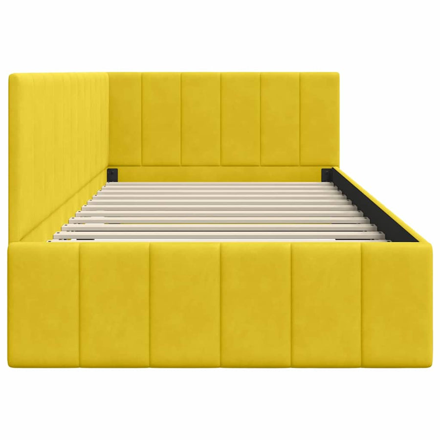 Hoekbedframe met hoofdeinde Geel 100 cm x 200 cm Fluweel
