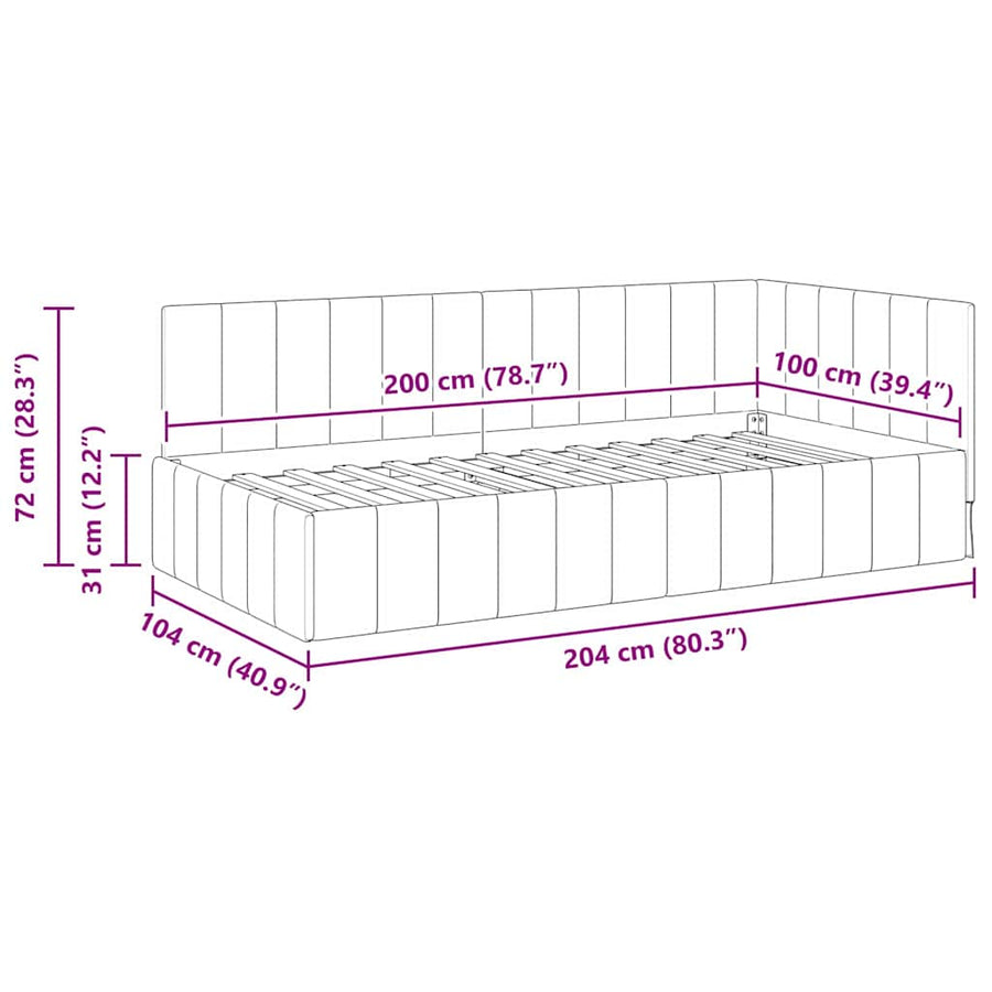 Hoekbedframe met hoofdeinde Geel 100 cm x 200 cm Fluweel