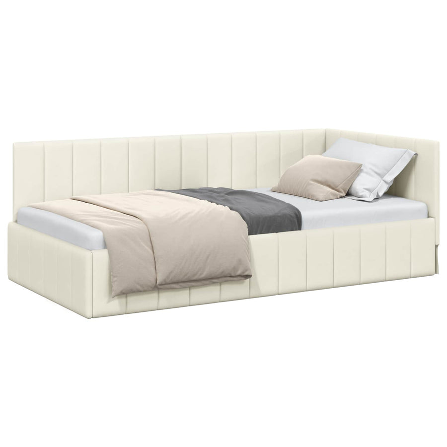 Hoekbedframe met hoofdeinde Crème 100 cm x 200 cm Fluweel