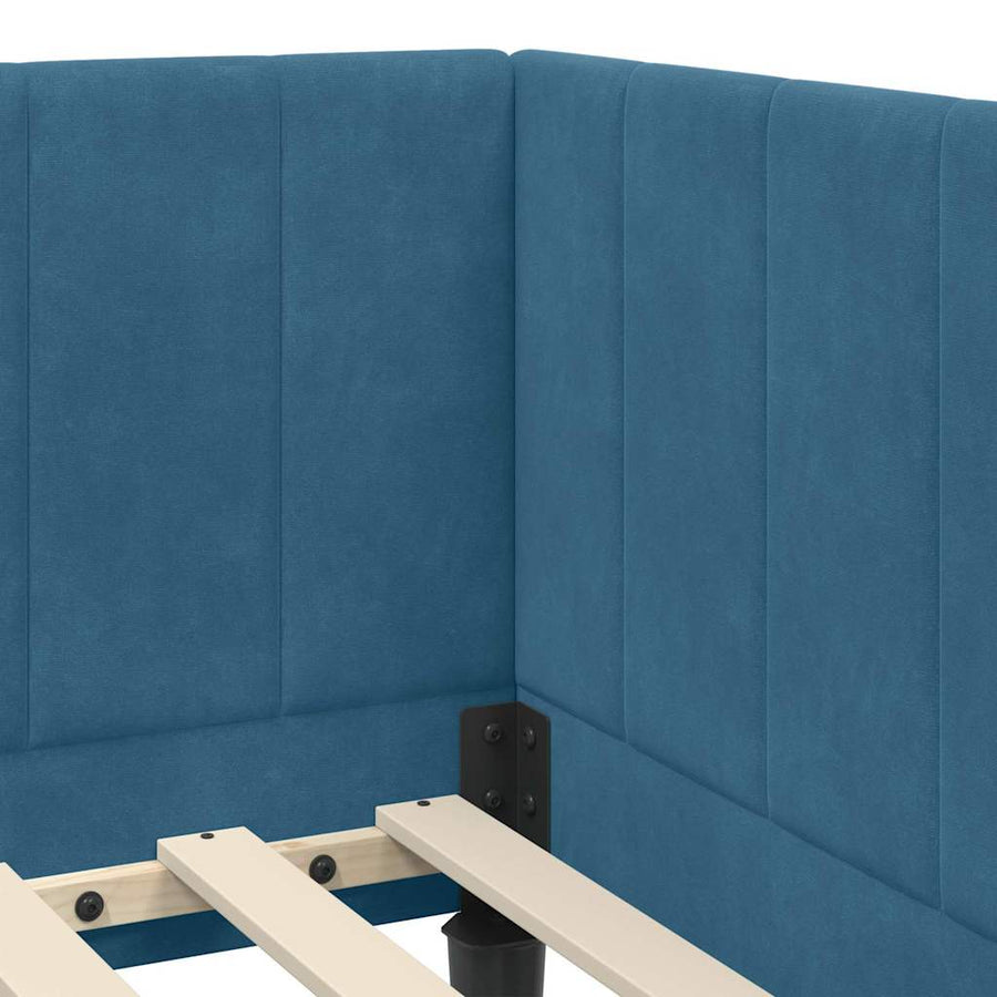 Hoekbedframe met hoofdeinde Blauw 80 cm x 200 cm Fluweel
