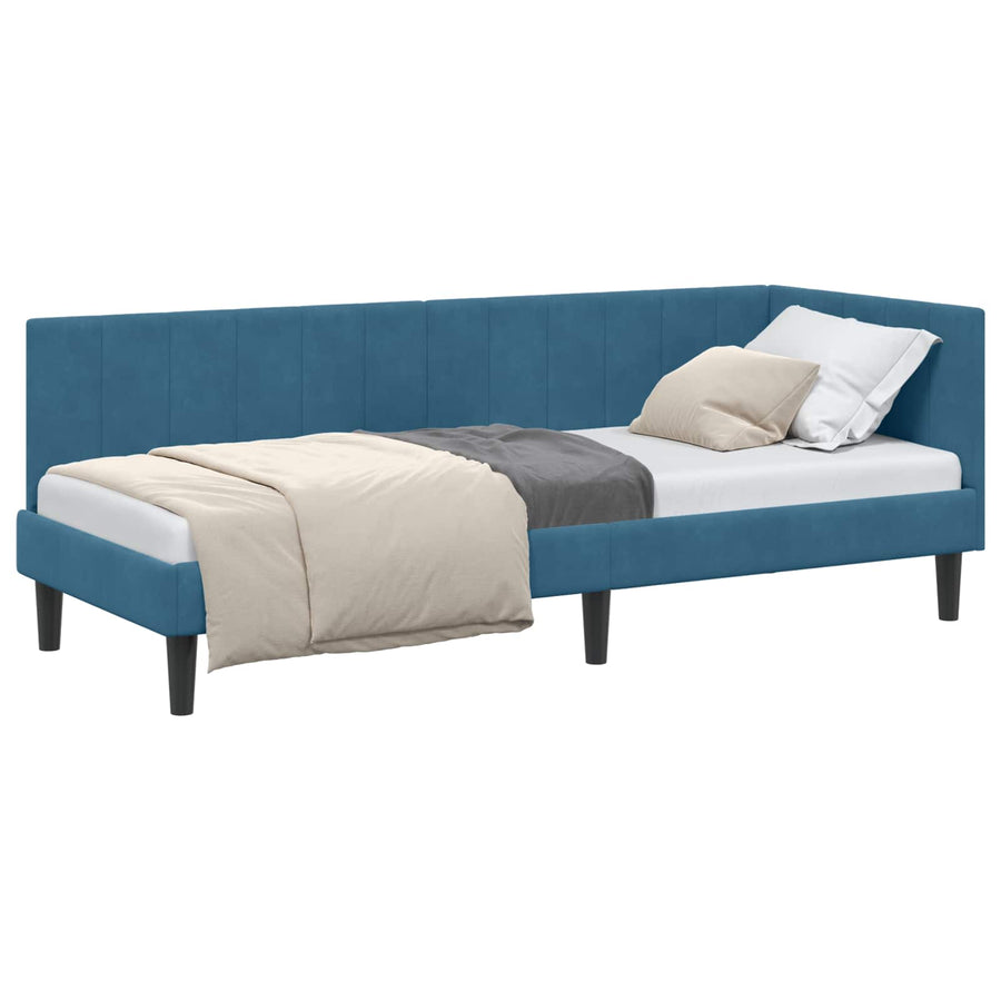 Hoekbedframe met hoofdeinde Blauw 80 cm x 200 cm Fluweel