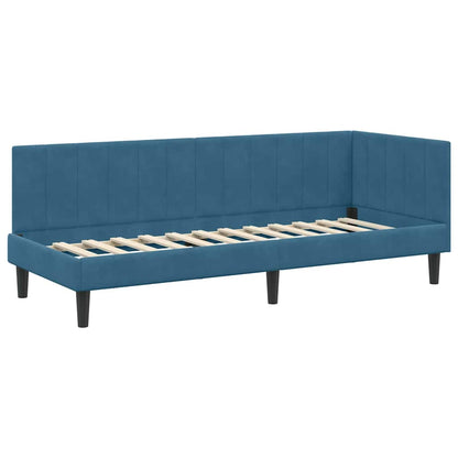 Hoekbedframe met hoofdeinde Blauw 80 cm x 200 cm Fluweel