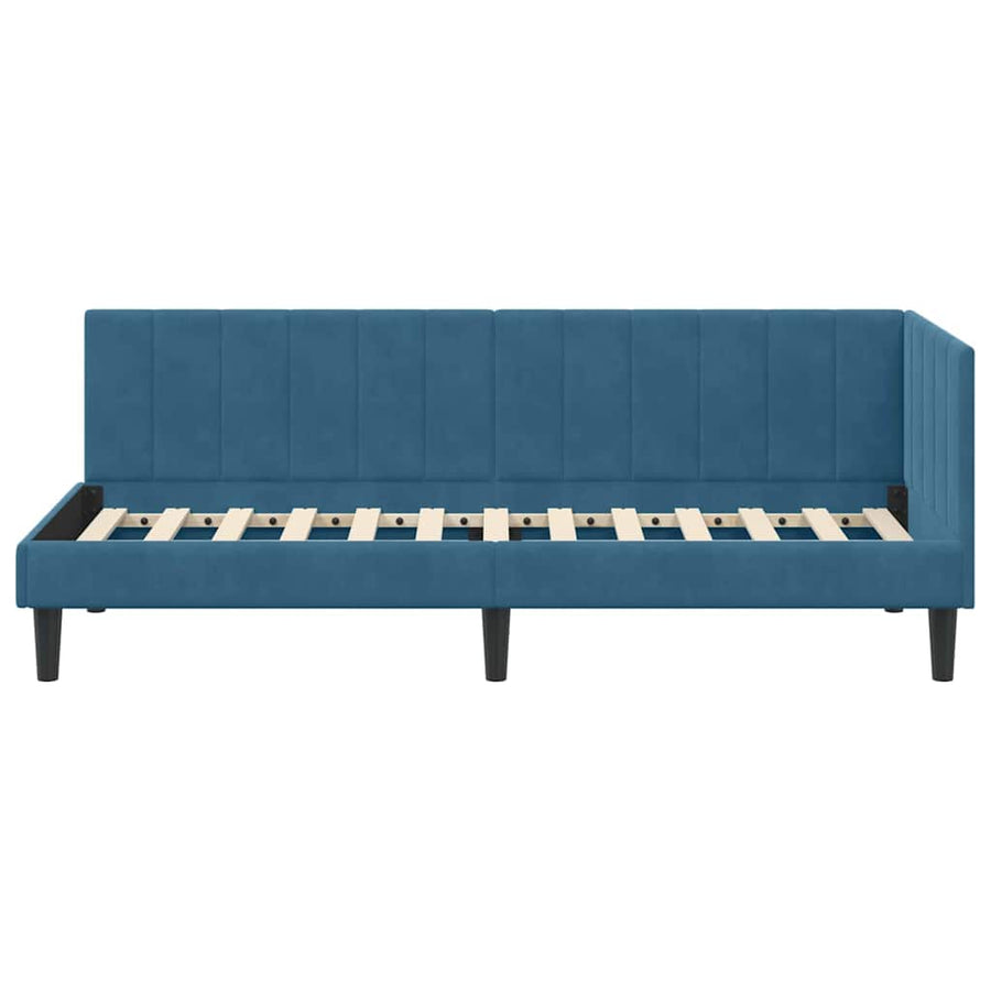 Hoekbedframe met hoofdeinde Blauw 80 cm x 200 cm Fluweel