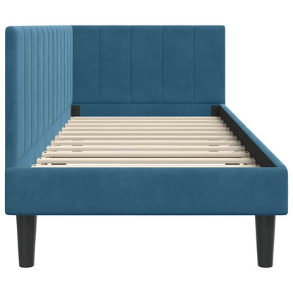 Hoekbedframe met hoofdeinde Blauw 80 cm x 200 cm Fluweel