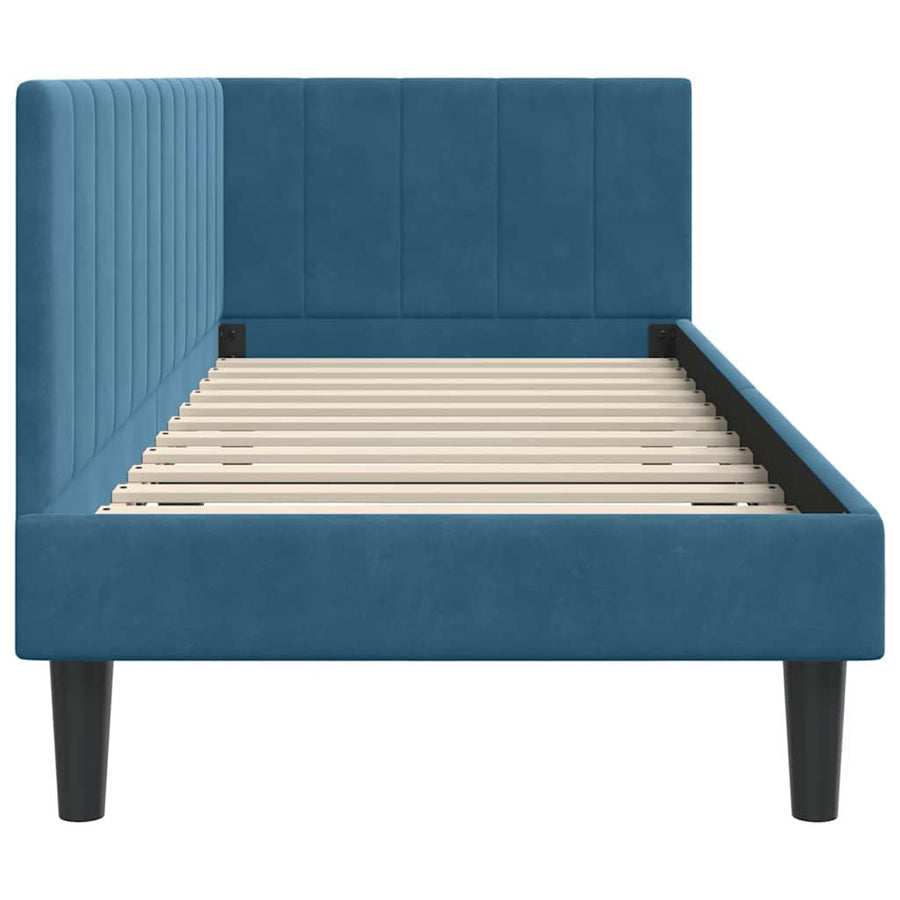 Hoekbedframe met hoofdeinde Blauw 80 cm x 200 cm Fluweel