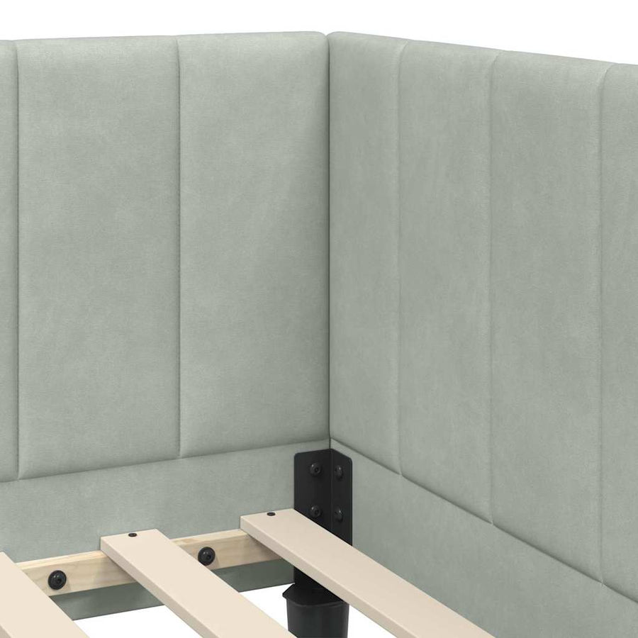 Hoekbedframe met hoofdeinde Lichtgrijs 80 cm x 200 cm Fluweel