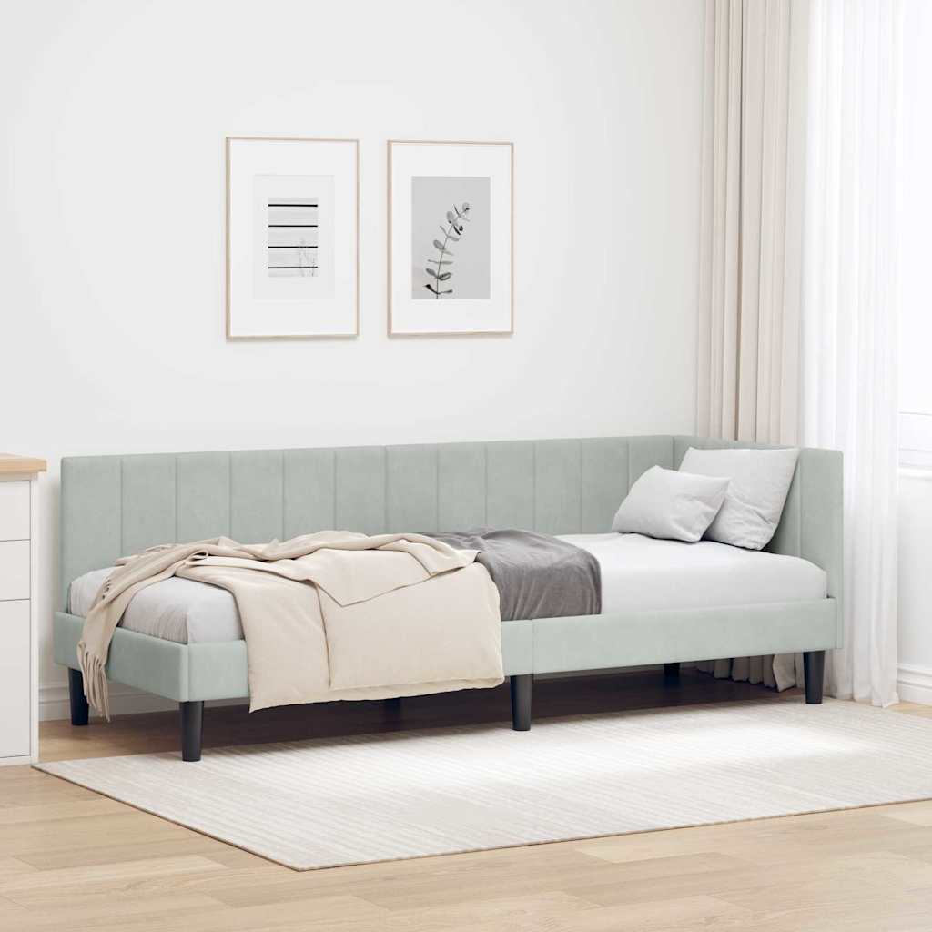 Hoekbedframe met hoofdeinde Lichtgrijs 80 cm x 200 cm Fluweel