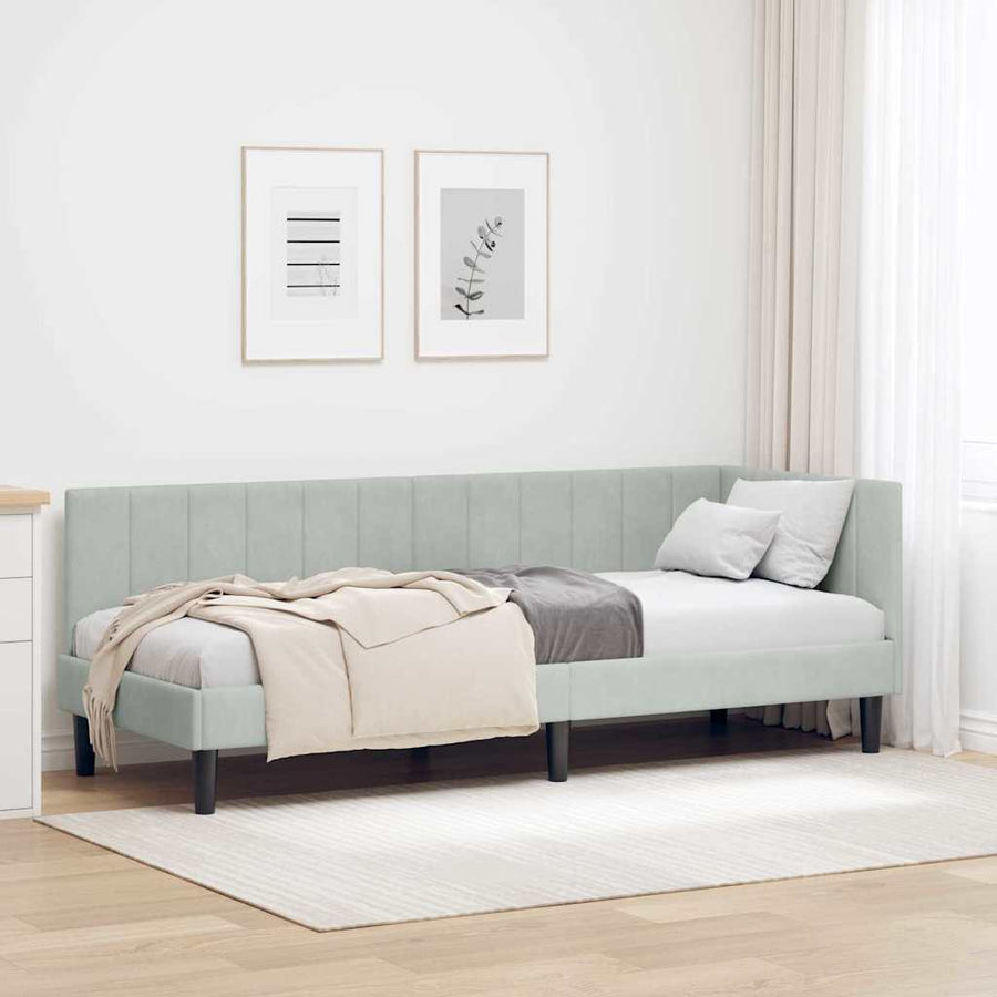 Hoekbedframe met hoofdeinde Lichtgrijs 80 cm x 200 cm Fluweel
