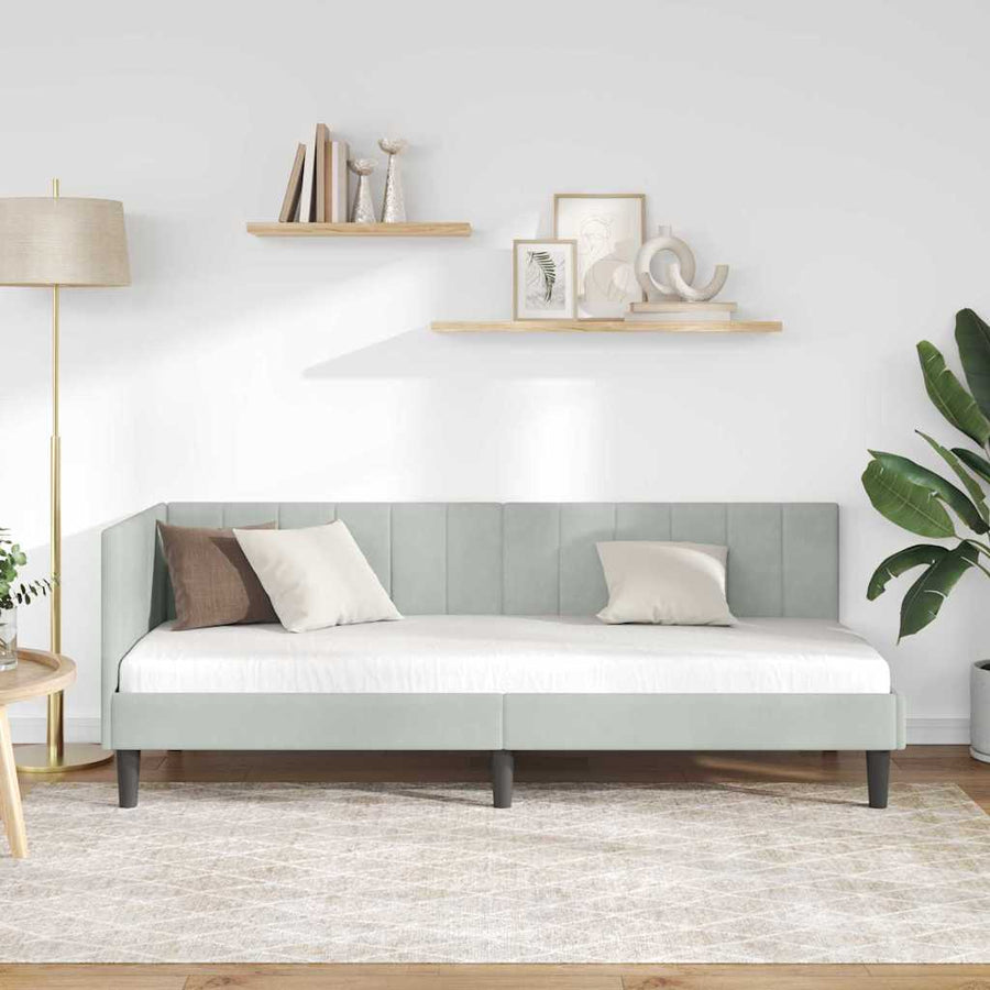 Hoekbedframe met hoofdeinde Lichtgrijs 80 cm x 200 cm Fluweel