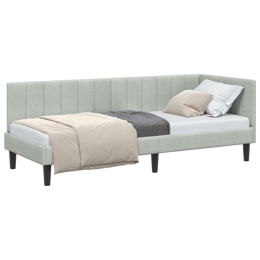 Hoekbedframe met hoofdeinde Lichtgrijs 80 cm x 200 cm Fluweel