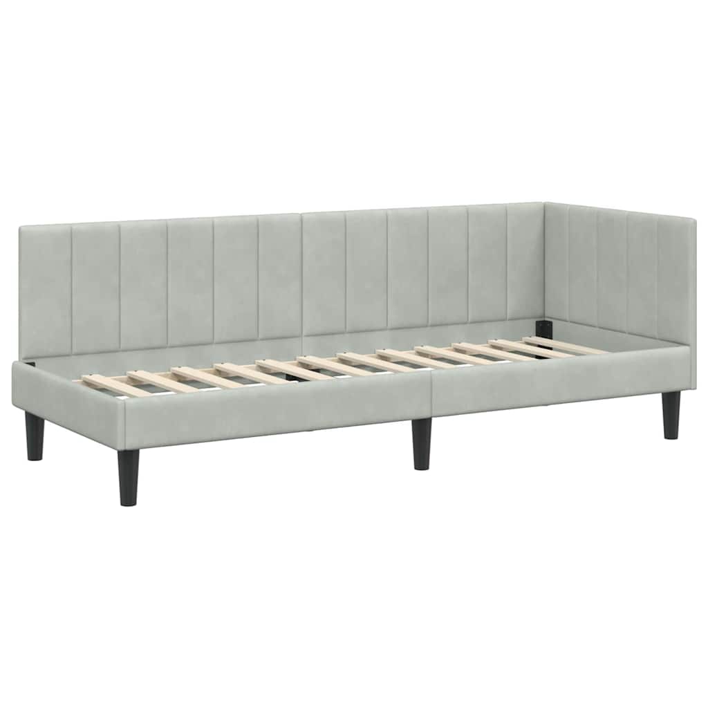 Hoekbedframe met hoofdeinde Lichtgrijs 80 cm x 200 cm Fluweel