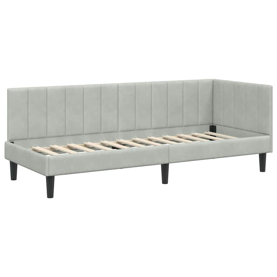 Hoekbedframe met hoofdeinde Lichtgrijs 80 cm x 200 cm Fluweel