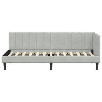 Hoekbedframe met hoofdeinde Lichtgrijs 80 cm x 200 cm Fluweel