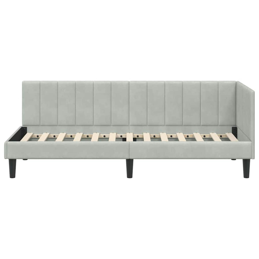 Hoekbedframe met hoofdeinde Lichtgrijs 80 cm x 200 cm Fluweel