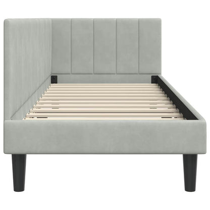 Hoekbedframe met hoofdeinde Lichtgrijs 80 cm x 200 cm Fluweel