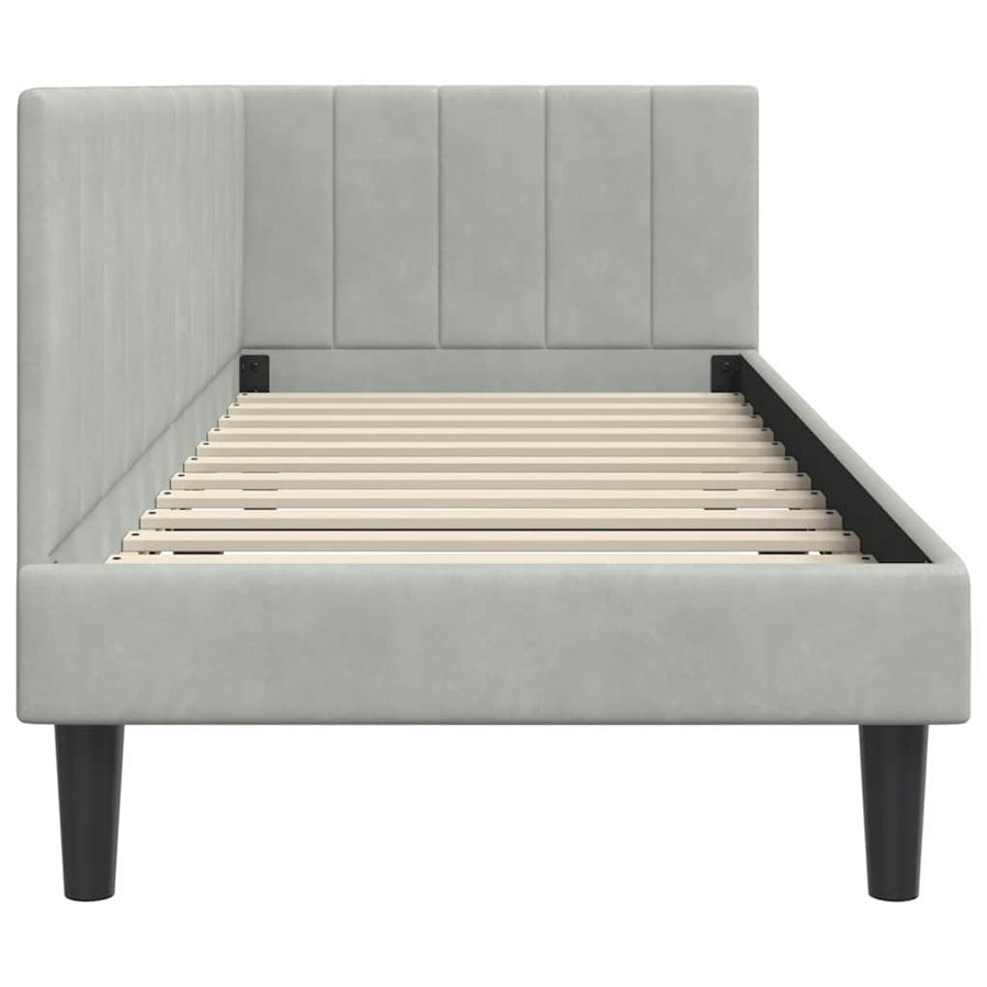 Hoekbedframe met hoofdeinde Lichtgrijs 80 cm x 200 cm Fluweel