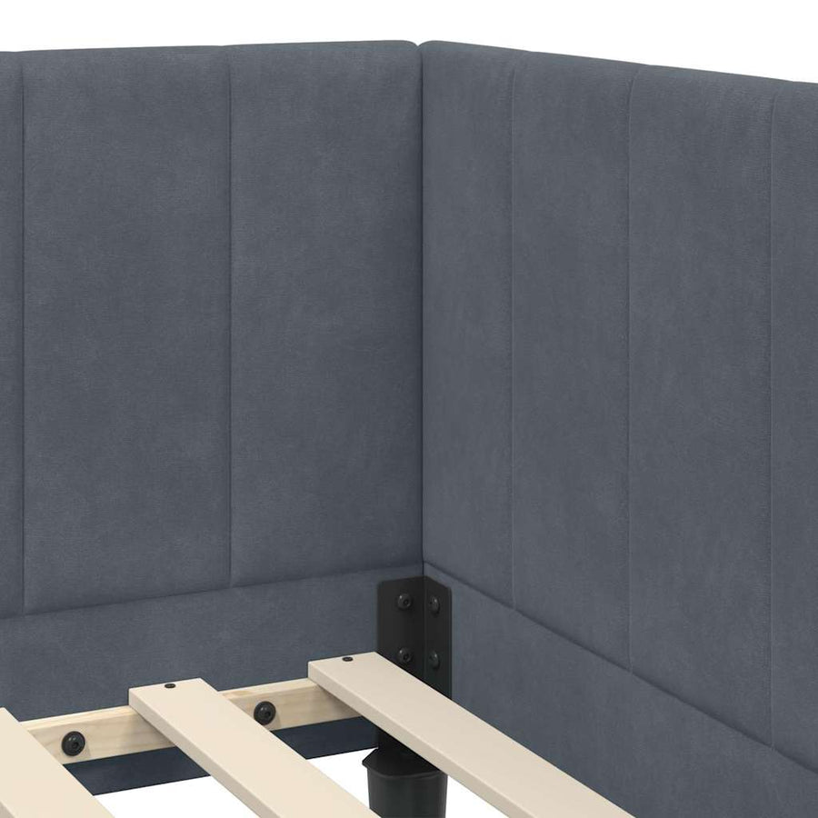 Hoekbedframe met hoofdeinde Donkergrijs 80 cm x 200 cm Fluweel