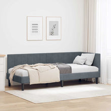 Hoekbedframe met hoofdeinde Donkergrijs 80 cm x 200 cm Fluweel