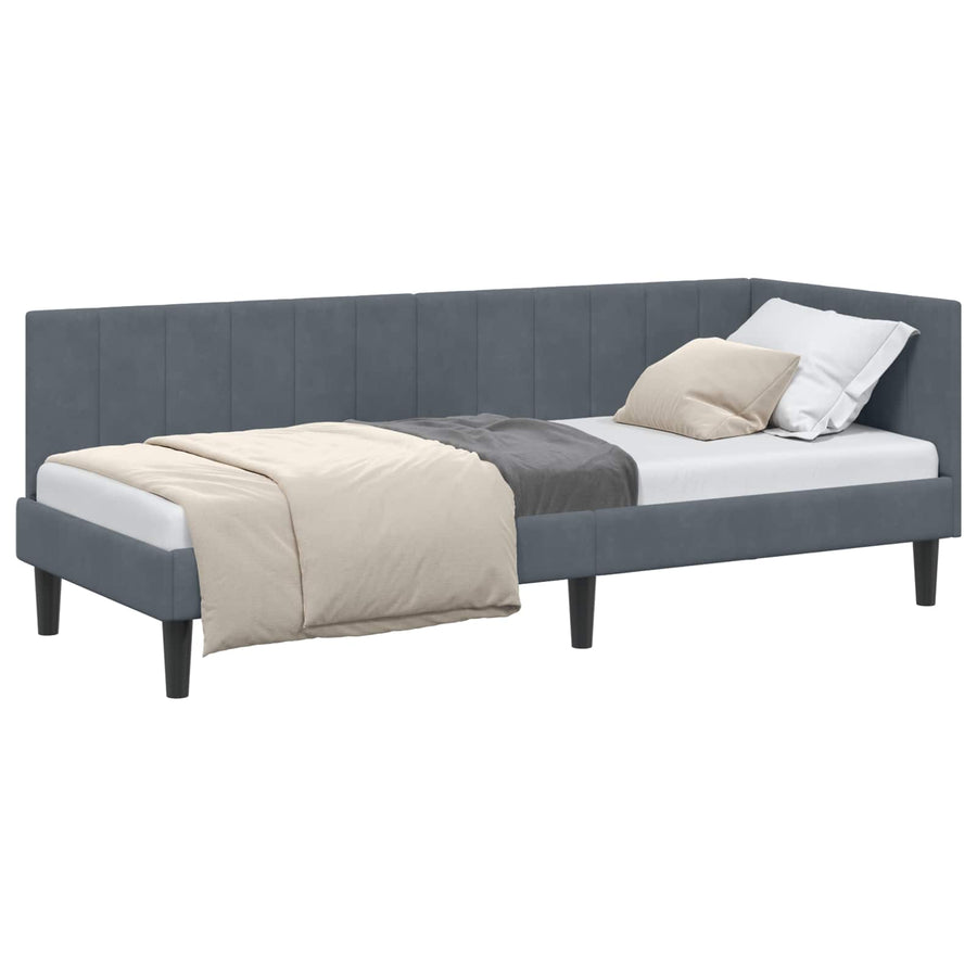 Hoekbedframe met hoofdeinde Donkergrijs 80 cm x 200 cm Fluweel