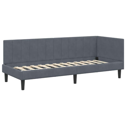 Hoekbedframe met hoofdeinde Donkergrijs 80 cm x 200 cm Fluweel
