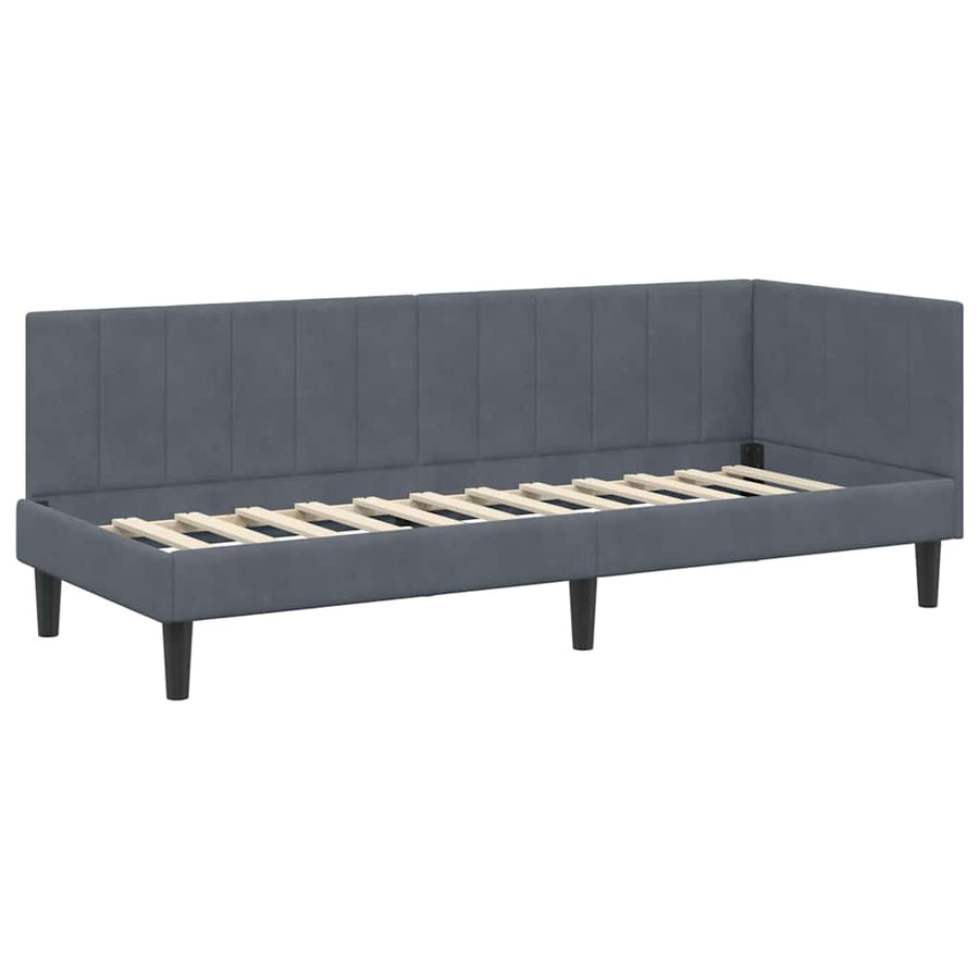 Hoekbedframe met hoofdeinde Donkergrijs 80 cm x 200 cm Fluweel
