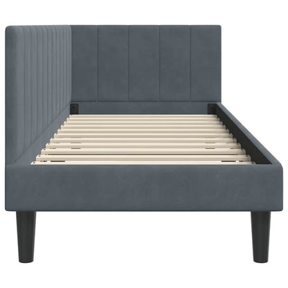 Hoekbedframe met hoofdeinde Donkergrijs 80 cm x 200 cm Fluweel