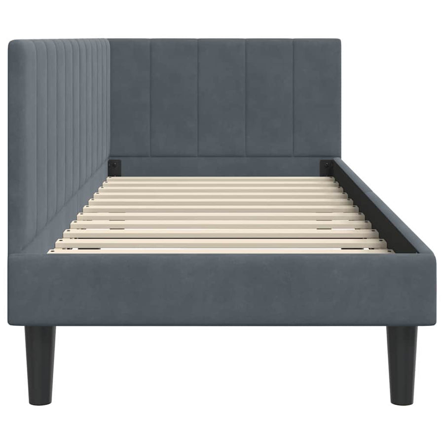 Hoekbedframe met hoofdeinde Donkergrijs 80 cm x 200 cm Fluweel