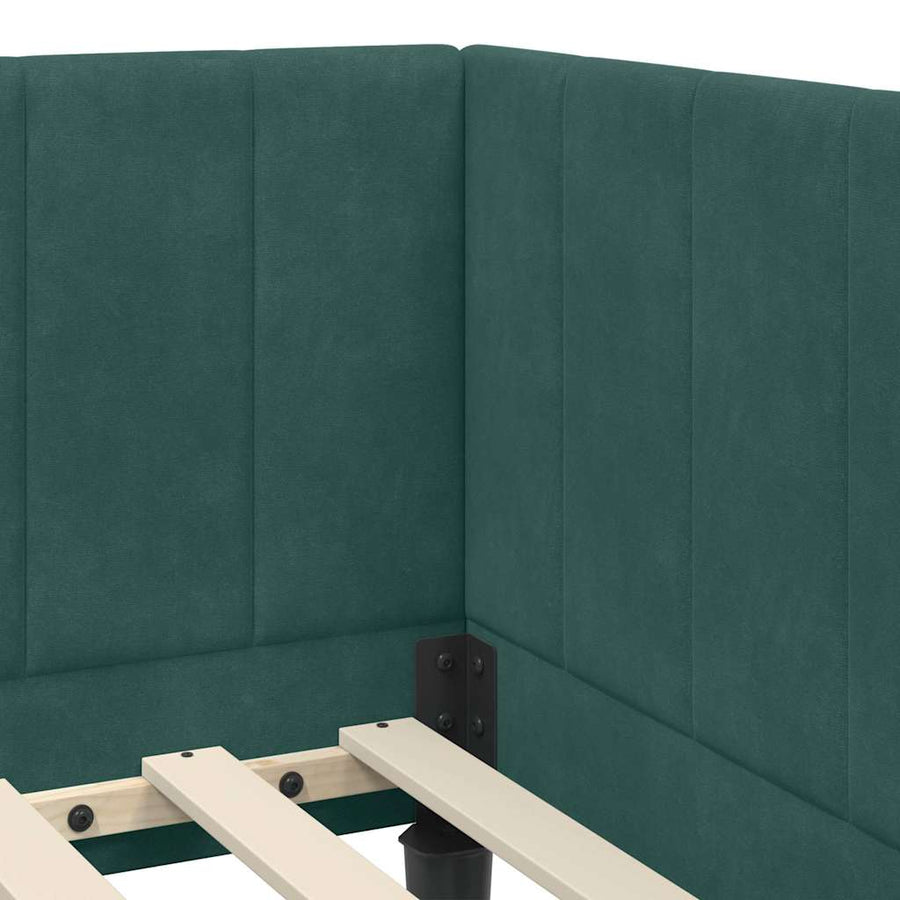 Hoekbedframe met hoofdeinde Donkergroen 80 cm x 200 cm Fluweel