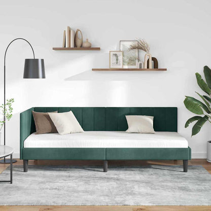 Hoekbedframe met hoofdeinde Donkergroen 80 cm x 200 cm Fluweel
