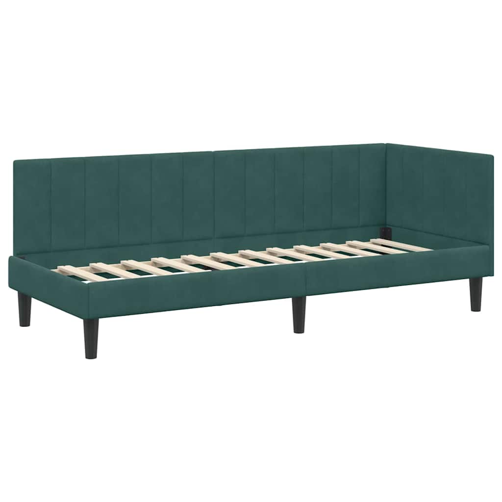 Hoekbedframe met hoofdeinde Donkergroen 80 cm x 200 cm Fluweel