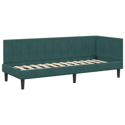 Hoekbedframe met hoofdeinde Donkergroen 80 cm x 200 cm Fluweel