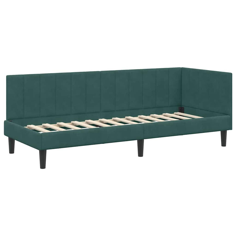 Hoekbedframe met hoofdeinde Donkergroen 80 cm x 200 cm Fluweel