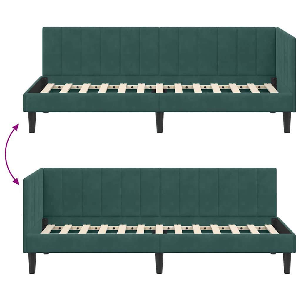 Hoekbedframe met hoofdeinde Donkergroen 80 cm x 200 cm Fluweel