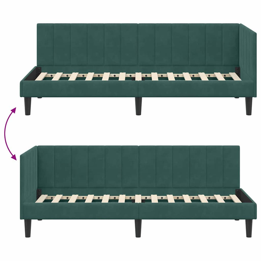Hoekbedframe met hoofdeinde Donkergroen 80 cm x 200 cm Fluweel
