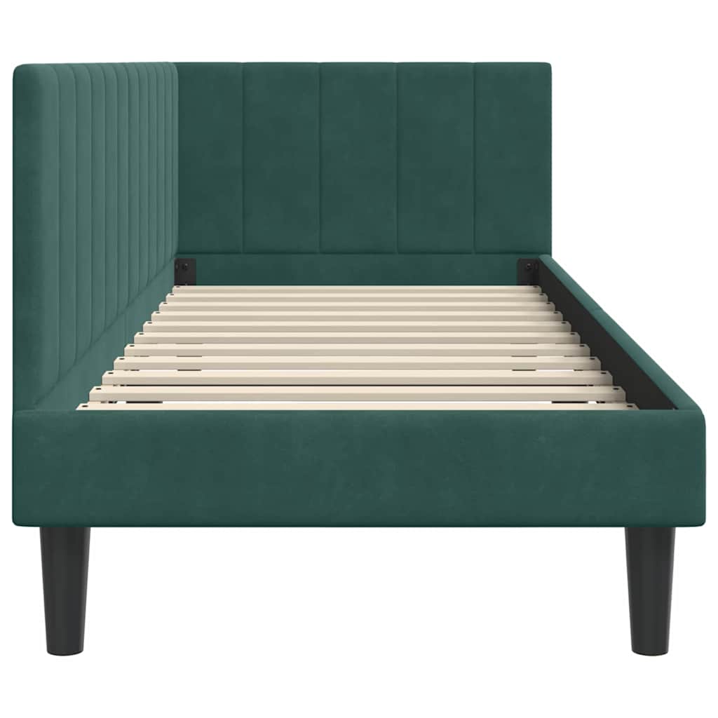 Hoekbedframe met hoofdeinde Donkergroen 80 cm x 200 cm Fluweel