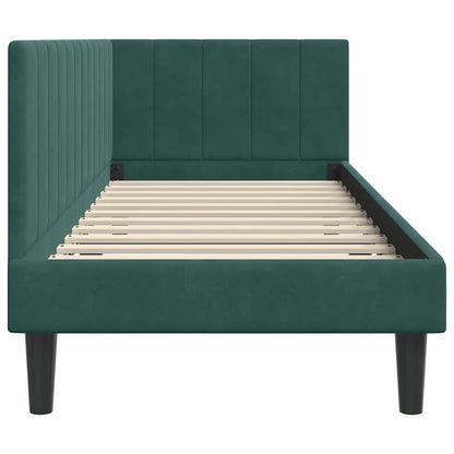 Hoekbedframe met hoofdeinde Donkergroen 80 cm x 200 cm Fluweel
