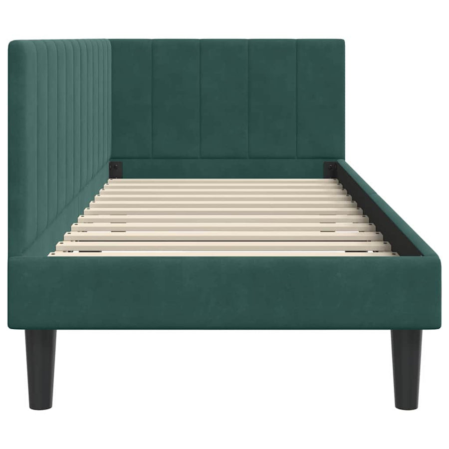 Hoekbedframe met hoofdeinde Donkergroen 80 cm x 200 cm Fluweel