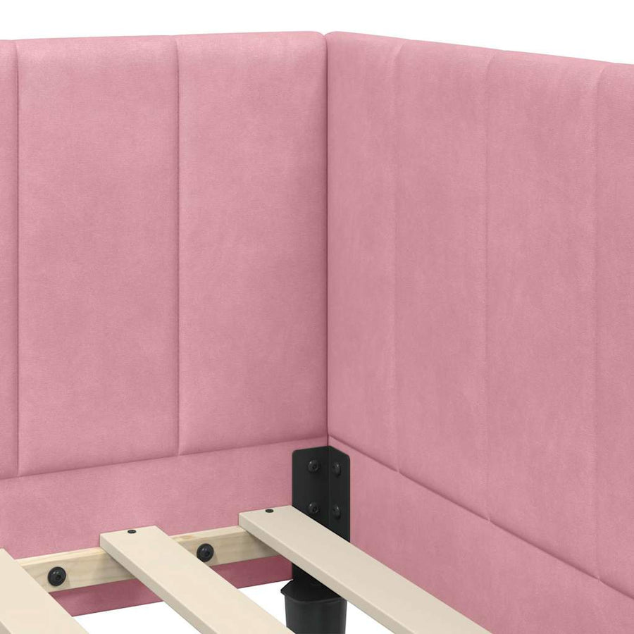 Hoekbedframe met hoofdeinde Roze 80 cm x 200 cm Fluweel