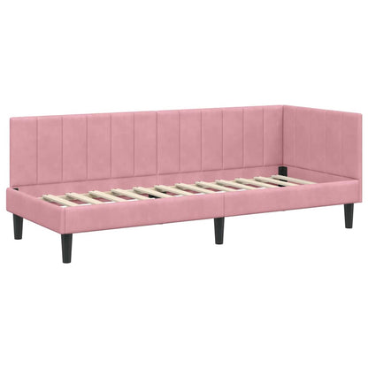 Hoekbedframe met hoofdeinde Roze 80 cm x 200 cm Fluweel