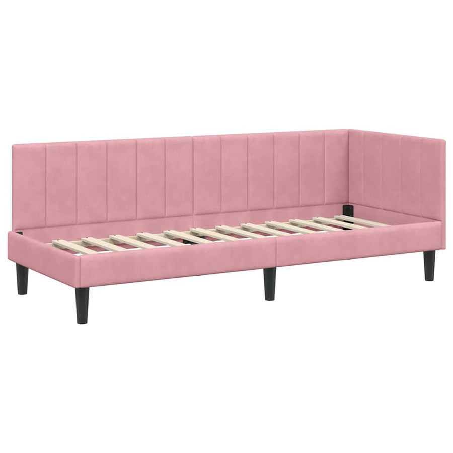 Hoekbedframe met hoofdeinde Roze 80 cm x 200 cm Fluweel