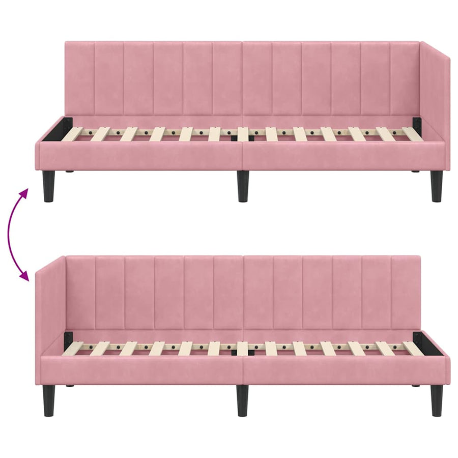 Hoekbedframe met hoofdeinde Roze 80 cm x 200 cm Fluweel