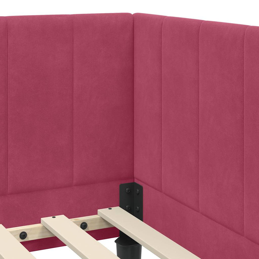 Hoekbedframe met hoofdeinde Wijnrood 80 cm x 200 cm Fluweel